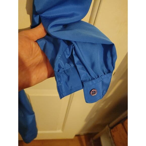 Vintage Chaus Dress Gorgeous Blue Midi Classic Belted  Sz 9/10 - Picture 3 of 4